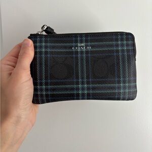 Coach Men's Black and Blue Checkered Wallet